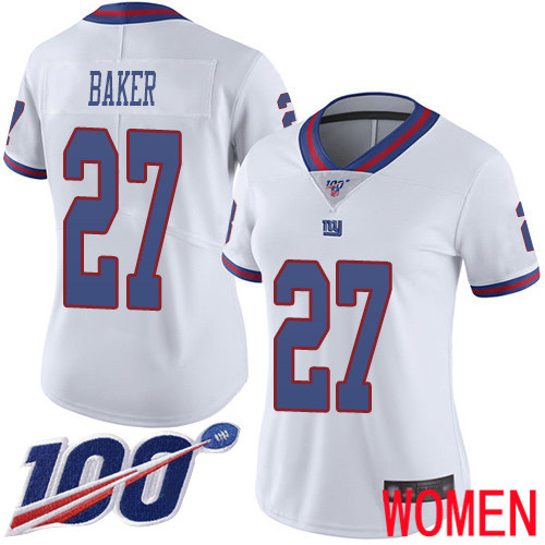 Women New York Giants #27 Deandre Baker Limited White Rush Vapor Untouchable 100th Season Football NFL Jersey->new york giants->NFL Jersey